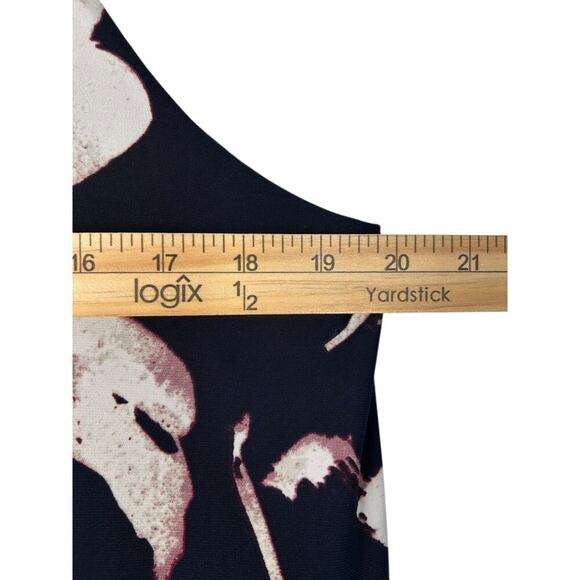 Lauren Ralph Lauren Floral Print Shift Dress Size 16 Navy Sleeveless Liquid Knit - Picture 8 of 11